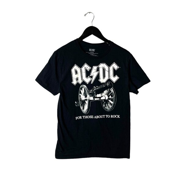 ACDC T Shirt Adult Black Medium M Band Graphic Tee 100% Cotton Short Sleeve Logo - Picture 1 of 10